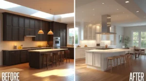 split level kitchen remodel before and after