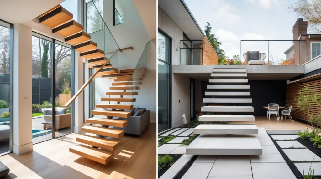 Indoor vs. Floating Staircase Outdoor Options